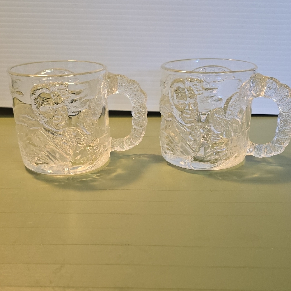 Vintage McDonald's 1995 Batman Forever "Two Face" Clear Glass Mug Set